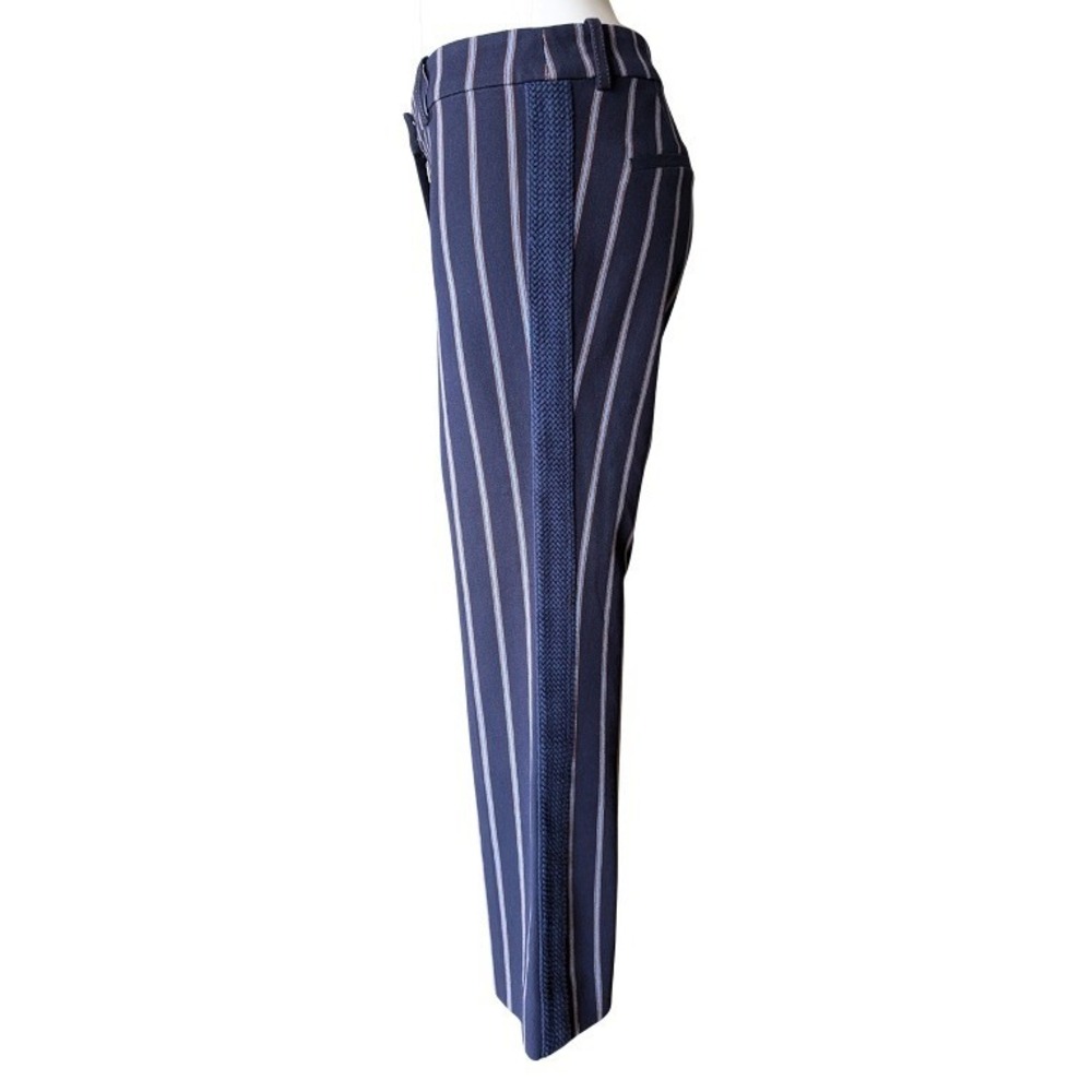 Derek Lam 10 Crosby Womens Navy Striped Braided Trim Flare Pants Size 10 - Picture 3 of 7